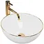 Умивальник Rea Stella white gold edge накладний REA-U7445, Золотий - мініатюра 1