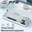 Игровая механическая клавиатура FreeWolf F75 / Три режима подключения / Hot Swappable / Silver Moon Switch / White Blue - миниатюра 2