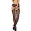 Сетчатые чулки-стокинги с узором на ягодицах Obsessive Garter stockings S232 черные имитация S/M/L - миниатюра 1