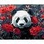 Набор для росписи по номерам Strateg Панда в маках на чёрном фоне 50 х 40 см (AH1197-15) - миниатюра 1