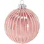 Елочный шарик Chomik стеклянный розовый с вертикальным рельефом 8 см (BOZ4761) - миниатюра 1