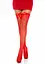 Панчохи Leg Avenue Fishnet Thigh Highs With Bow Red One size - мініатюра 3