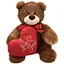 Мягкая игрушка Медведь Медунец с сердечком Капучино/красный 34х24 см - миниатюра 1