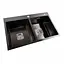 Кухонна мийка Platinum Handmade PVD HDB чорна 780x480x230 на дві чаші (квадратний сифон,3.0/1.0), Чорний - мініатюра 2