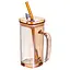 Кружка скляна з кришкою та трубочкою 280 мл Золотистий Yiwu HP-19-53GLD - мініатюра 1