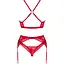 Комплект білизни Obsessive Lacelove cupless 3-pcs set M/L Red, бюстгальтер, стрінги, пояс для панчіх - мініатюра 4