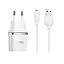 Блок питания - Адаптер сетевой Hoco C12 на 2 USB-порта комплект с Lightning кабелем белый - миниатюра 1