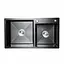 Кухонна мийка 78x43 PVD чорна на дві чаші Platinum Handmade HDB (круглий сифон, 3.0/0.8), Чорний - мініатюра 1