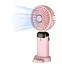 Портативний USB-вентилятор Mini Fan із підставкою для телефона та дисплеєм рожевий (979) - мініатюра 3