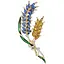 Брошь-булавка колоски пшеницы 6.2 x 2.7 см со стразами Желто-Голубая - миниатюра 1