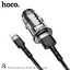 Адаптер автомобільний HOCO DZ3 2 USB car charger + кабель Lightning прозоро чорний - мініатюра 4
