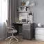 Комп’ютерний стіл Vays R-18 Антрацит-Білі планки, письмовий з тумбою праворуч, без ручок, ЛДСП, 100×60×75 см - для дому та офісу - мініатюра 1