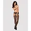 Сітчасті панчохи-стокінги з візерунком на сідницях Obsessive Garter stockings S232 S/M/L, чорні - мініатюра 3