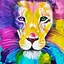 Алмазна мозаїка 30*30 см зі стразами на підрамнику повна викладка Кольоровий Лев - мініатюра 1