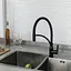 Змішувач для кухні Frap F4552-6 з гнучким виливом чорний матовий - мініатюра 2