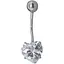 Серебряная серьга для пирсинга пупка Ирий Сердечко с фианитами. 6030 - миниатюра 1