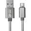 Кабель PowerPlant (CA912339) USB-microUSB, 1м, нейлон, металевий штекер, сірий - мініатюра 1