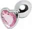 Металева анальна пробка I’MCUM Crystal Heart Розмір M з рожевим кристалом (IM-KGS005_M) - мініатюра 1