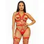 Портупея-тедді з ременів Leg Avenue Studded O-ring harness teddy L Red, екокожа - мініатюра 1
