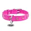 Нашийник для собак шкіряний Waudog Glamour з QR-паспортом з клейовими стразами "Квіти" Ш 15 мм Д 27-36 см рожевий - мініатюра 3