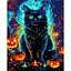 Набор для росписи по номерам Strateg Кот на Хэллоуин на чёрном фоне 40 х 50 см (AH1183-12) - миниатюра 1
