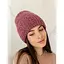 Женская вязаная шапка джулия 20% шерсть с отворотом Темно Розовый - миниатюра 1