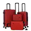 Набор чемоданов 4в1 пластик с кодовым замком и телескопической ручкой красный (635) - миниатюра 1