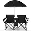 Комплект раскладных стульев Costway Parma с зонтиком черный - миниатюра 4