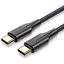 Кабель Vention Nylon Braided USB 2.0 C Male to C Male 3A Cable 2 м чорний LED Type (TAUBH) - мініатюра 1