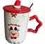 Чашка новорічна Snowman з кришкою та ложкою Олень 360 мл Біла - мініатюра 1