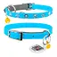 Нашийник Waudog Glamour з резинкою клейовими стразами "Квітка" для котів (ширина 9мм довжина 22-30см) блакитний - мініатюра 1
