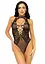 Leg Avenue Net and lace halter bodysuit OS Black One size - миниатюра 3