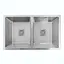 Кухонная мойка на две чаши Platinum Handmade HSB 75x45 нержавейка (квадратный сифон 3.0/1.0 мм, монтаж под столешницу), Нержавеющая сталь - миниатюра 1