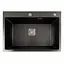 Кухонная мойка Platinum Handmade HSB PVD 70x50 черная (квадратный сифон 3,0/1,0), Черный - миниатюра 1