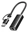 Адаптер для сетевого кабеля UGREEN CM650 USB C+USB A to RJ45 Gigabit Ethernet Adapter 1000Mbps для MacBook Pro - миниатюра 1