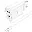 Зарядное устройство Hoco C103A 2 USB белый с кабелем Type-C - миниатюра 3