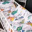 Простыня MirSon Бязь 17-0697 Colorful Dinosaurs 180x220 см белая с принтом (2200010458992) - миниатюра 5
