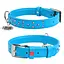 Ошейник для собак кожаный Waudog Glamour с QR-паспортом с клеевыми стразами Ш 20 мм Д 30-39 см голубой - миниатюра 1