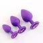 Набор анальных пробок силиконовых с кристаллом 72x27 мм / 80x35 мм / 94x42 мм фиолетовый - миниатюра 1