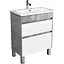 Тумба Мойдодир Polo Loft 60-U з умивальником Cosmo 60 бетон з білим Сірий - мініатюра 1