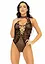 Leg Avenue Net and lace halter bodysuit OS Black One size - миниатюра 4