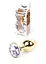 Металлическая анальная пробка с кристаллом Boss Jewellery Gold Plug 7 см (прозрачный) - миниатюра 1