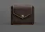 Кожаное портмоне 4.2 на кнопке темно-коричневое с оранжевой нитью - миниатюра 1