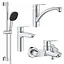 Набір змішувачів 4 в 1 для ванної кімнати та кухні Grohe QuickFix Start M-Size UA202301KE, Хром - мініатюра 1