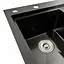 Кухонная мойка черная PVD 58x48 L Platinum Handmade (два отверстия, круглый сифон 3,0/0,8), Черный - миниатюра 4