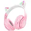 Беспроводные Bluetooth наушники Hoco Cat ears W42 с ушками и подсветкой розовый - миниатюра 1