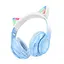 Бездротові Bluetooth навушники Hoco Cat ears W42 з вушками та підсвіткою синій - мініатюра 2