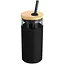 Скляна пляшка OldBro з силіконом 20oz з бамбуковою трубочкою black 550 мл - мініатюра 1