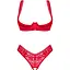 Комплект белья Obsessive Lacelove cupless 2-pcs set M/L Red, открытый доступ, открытая грудь - миниатюра 3