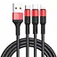 Дата кабель Hoco X26 Xpress 3in1 Lightning -MicroUSB-Type-C (1m) Чорний / Червоний - мініатюра 1